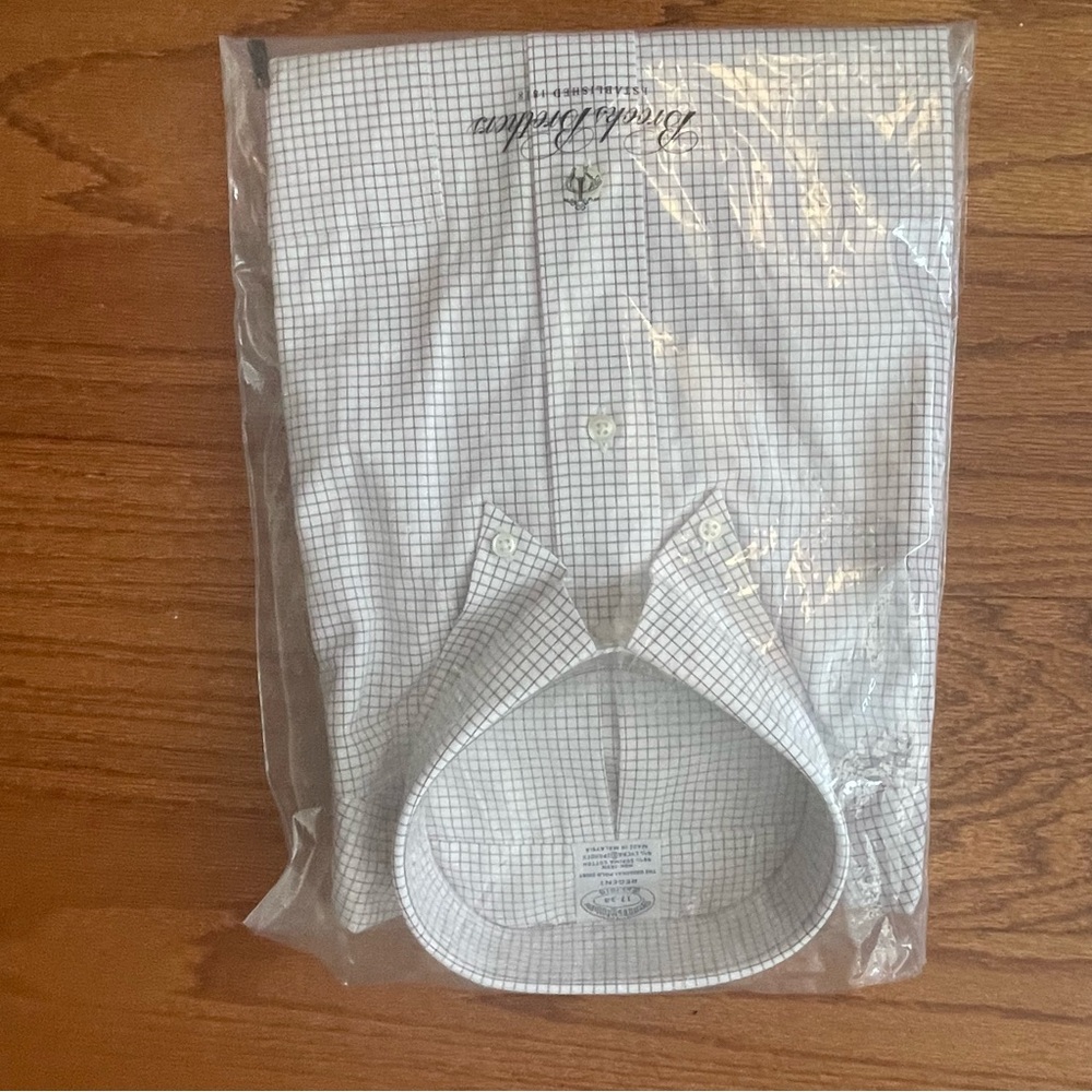 Brooks Brothers White and Gray Grid Shirt